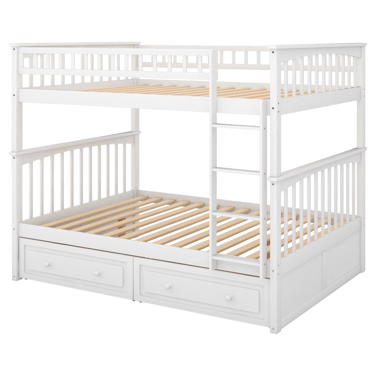 Pine Wood Full-Over-Full Bunk Bed with Storage Z7138