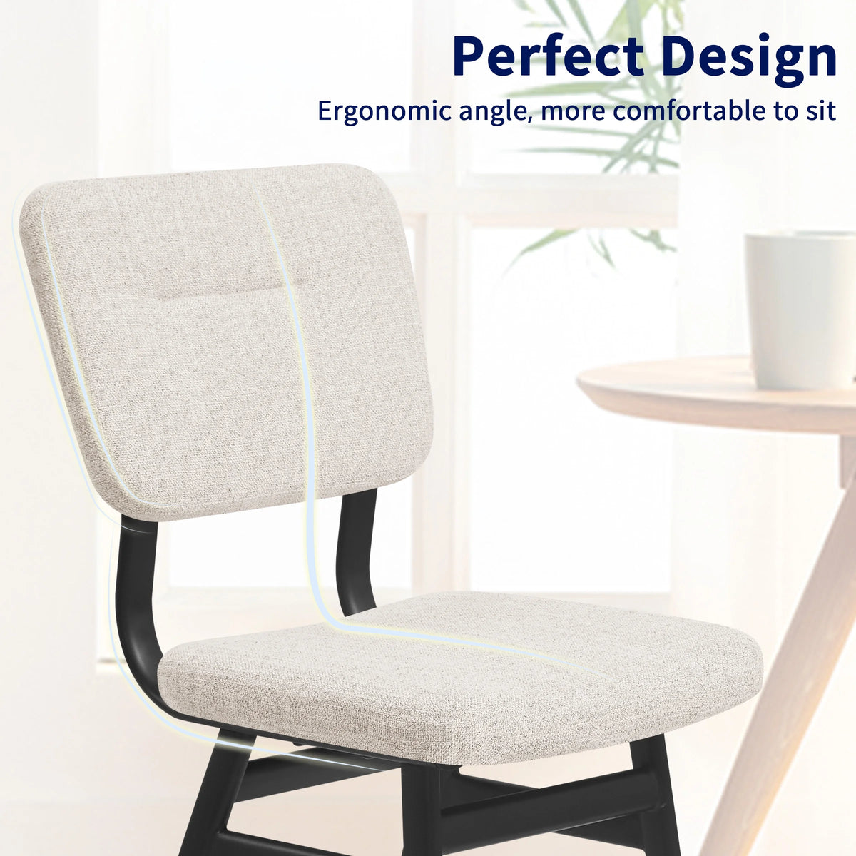Dining Chairs Set of 2 Off-White Metal Legs M727264