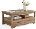 Brown Wood Coffee Table with Drawers J4176