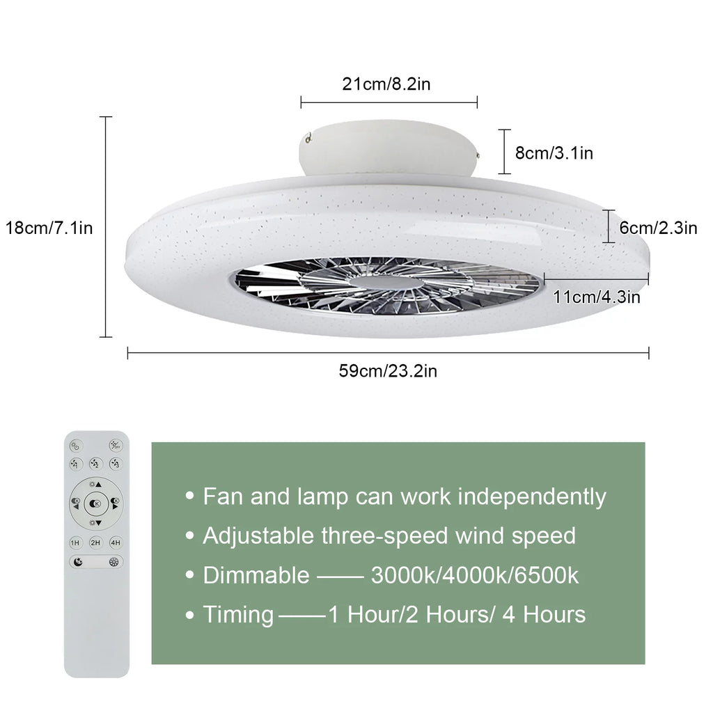 White Flush Mount Ceiling Fan with Light and Remote Q58346