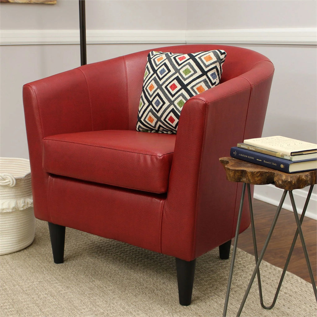 Red Faux Leather Club Chair G6528