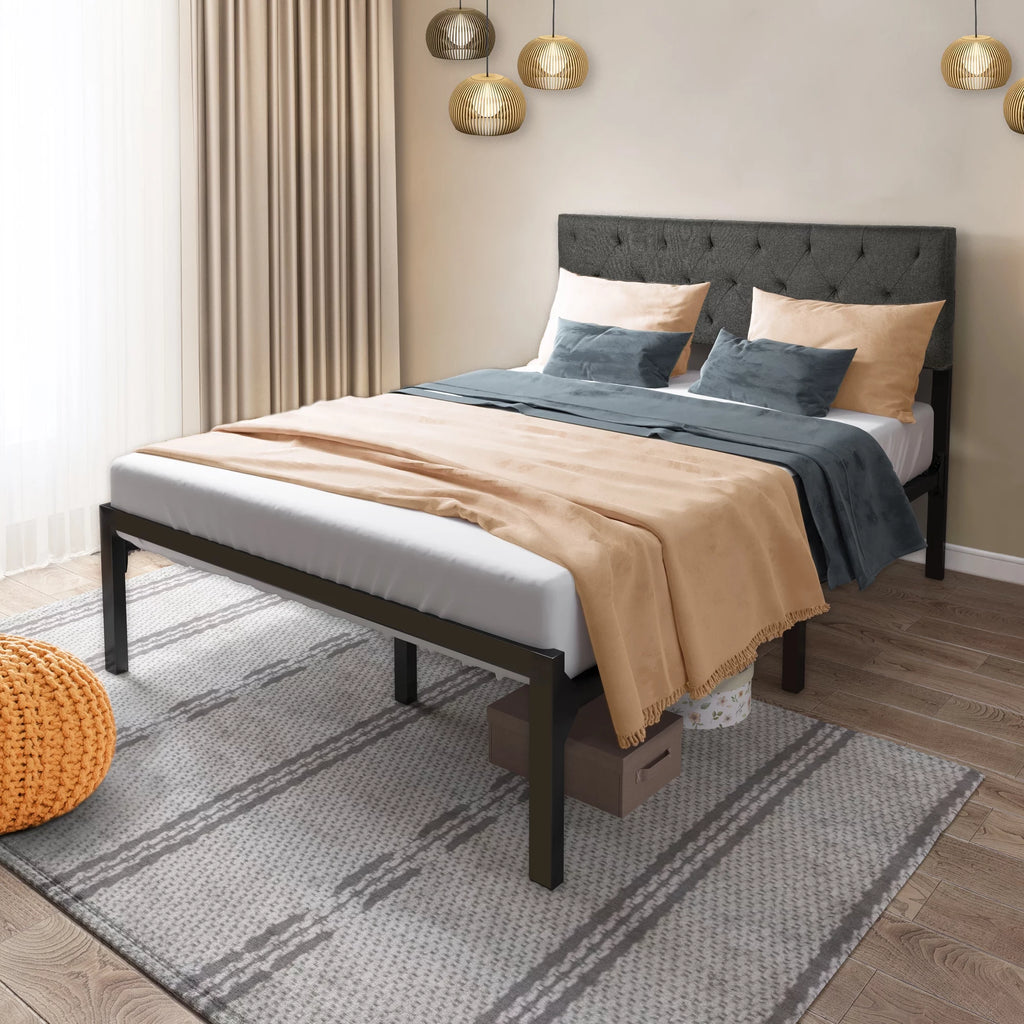 Full Size Upholstered Platform Bed with Adjustable Headboard D660308