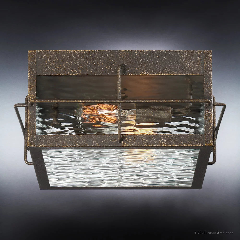 Urban Bronze Clear Water Glass Outdoor Ceiling Light Y24256
