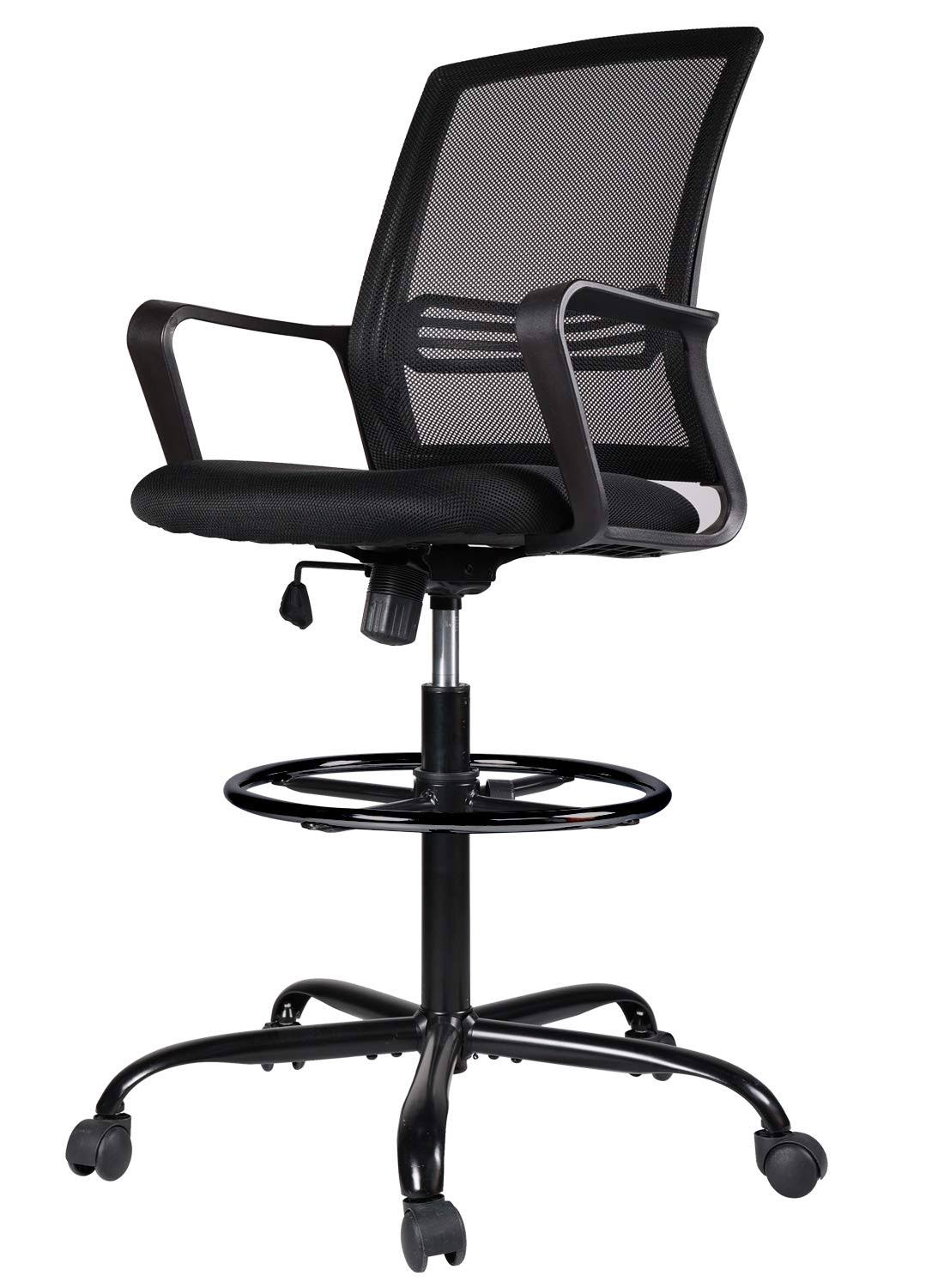 Adjustable Rolling Swivel Drafting Chair Stool with Foot Ring U817