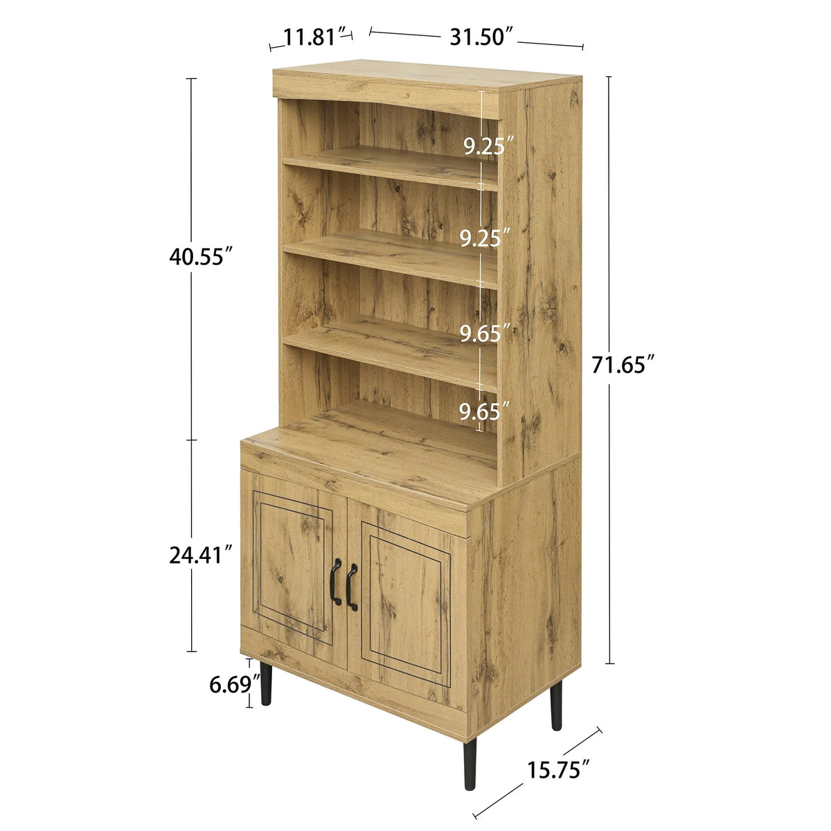 72" Walnut Kitchen Pantry Cabinet with Doors and Adjustable Shelves Z2116
