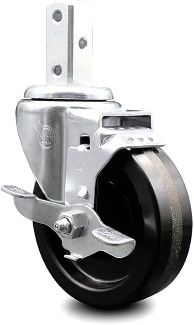 Swivel Square Stem Caster Set 4 with Black Phenolic Wheel K9524