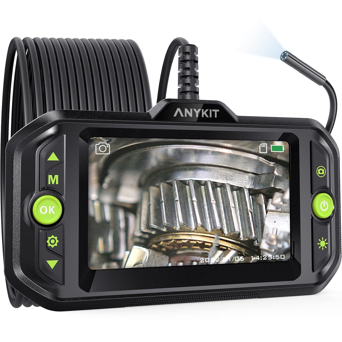 1080P HD Borescope Inspection Camera with 6 LED Lights and 16.4ft Semi-Rigid Gooseneck G8007