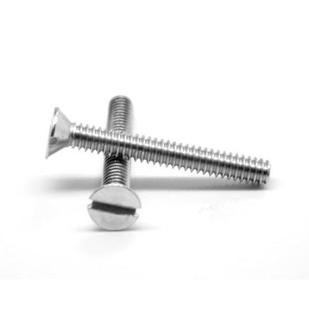 #10-24 x 4 inch Coarse Thread Slotted Flat Head Machine Screw Zinc Plated W214