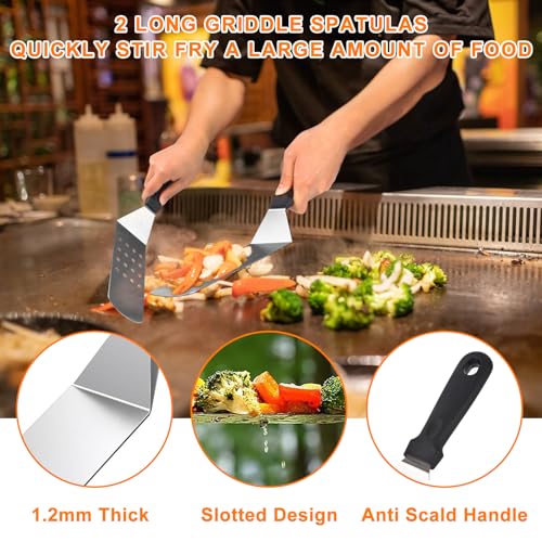 24Pcs Grilling Accessories Set with Scraper, Enlarged Spatulas, Basting Cover H246