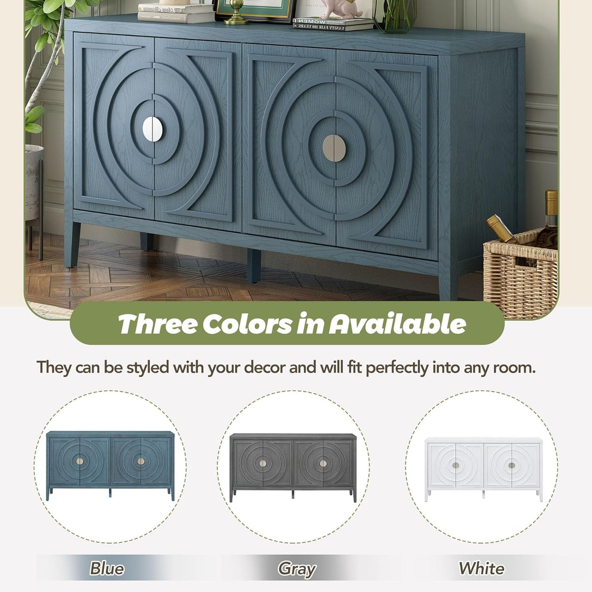 60" Storage Cabinet with Metal Handle W892975