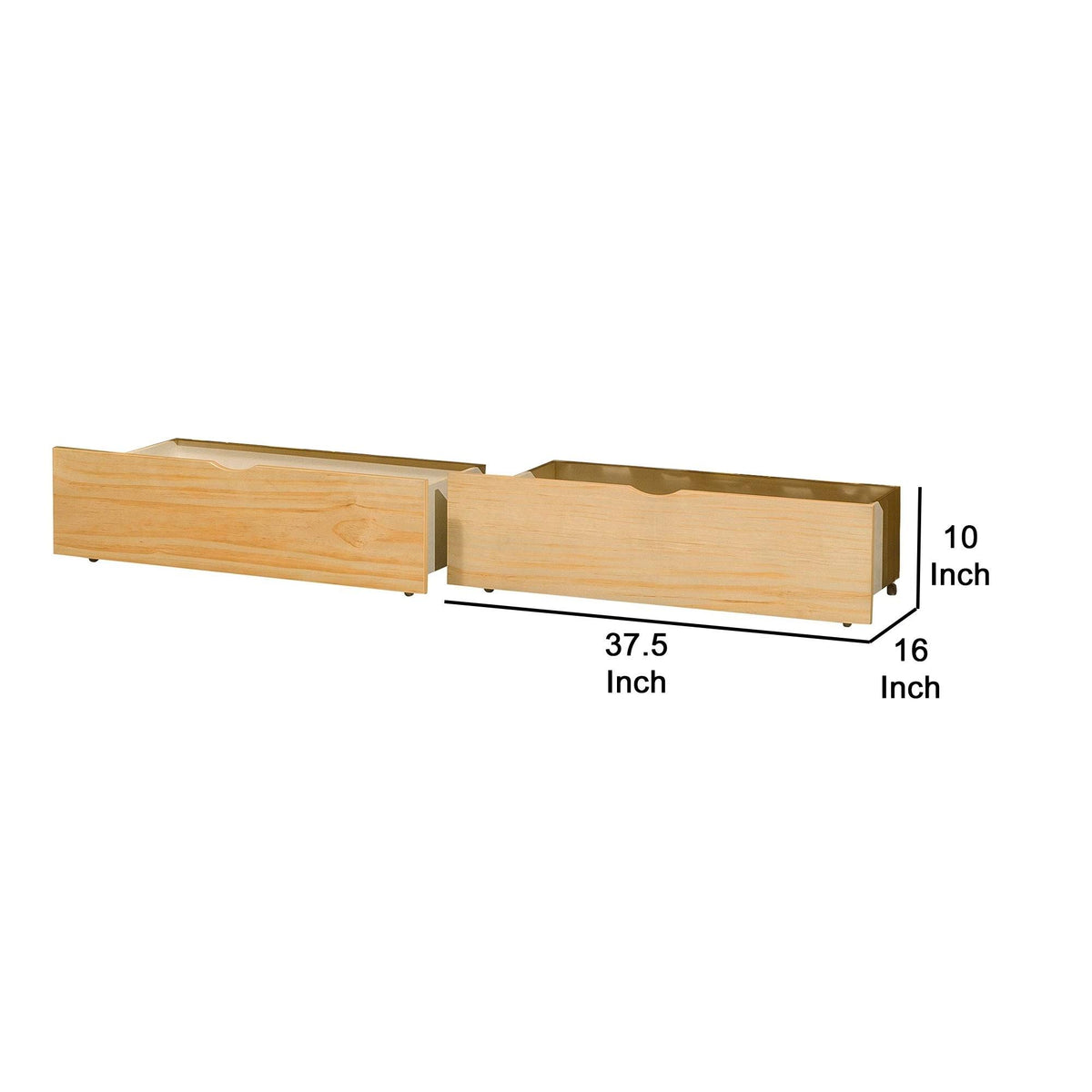 Wooden Underbed Storage Box with Caster Wheels, Set of 2 C589