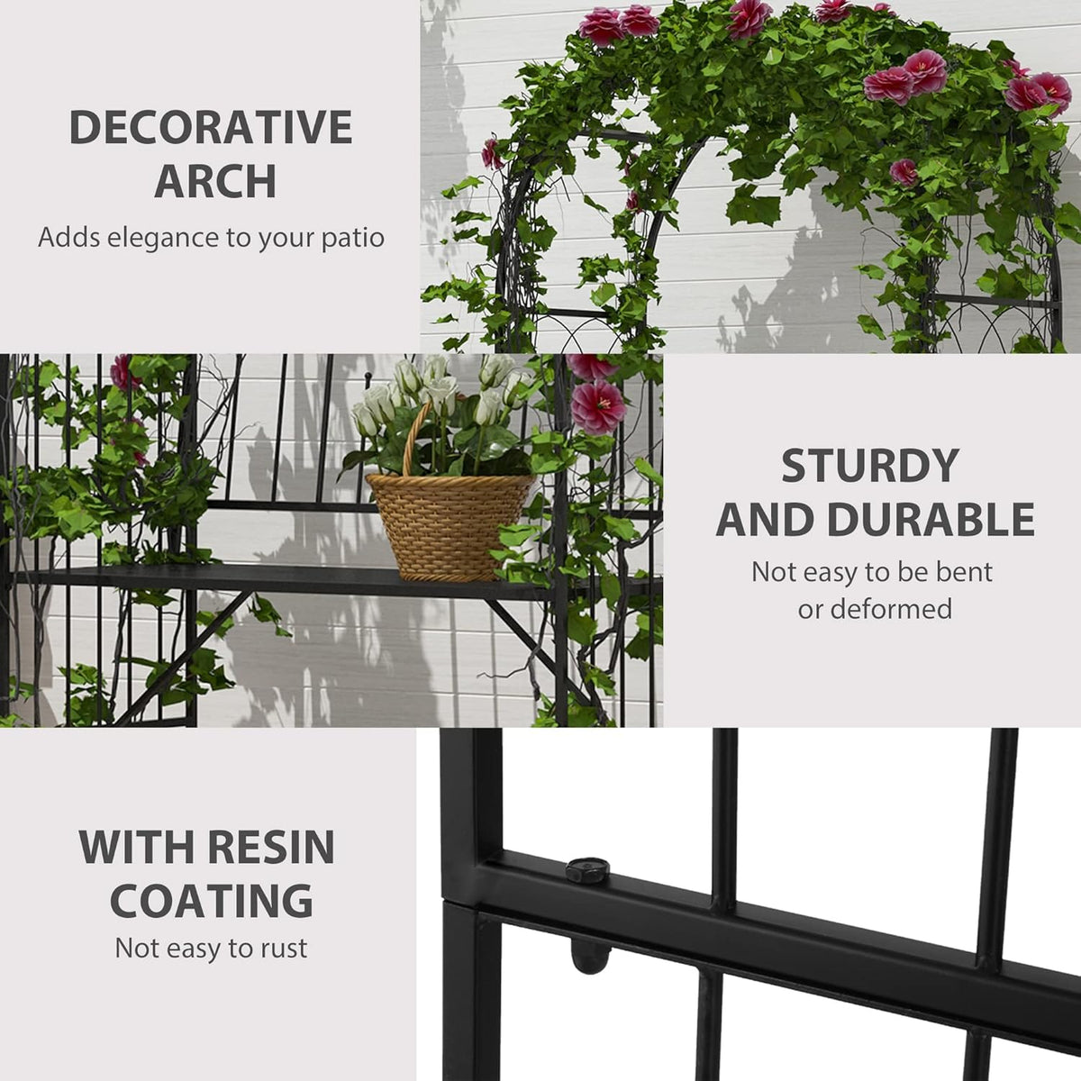 Black Metal Garden Bench Arbor G5568