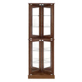 Walnut Glass Corner Curio Cabinet with Lights R22930