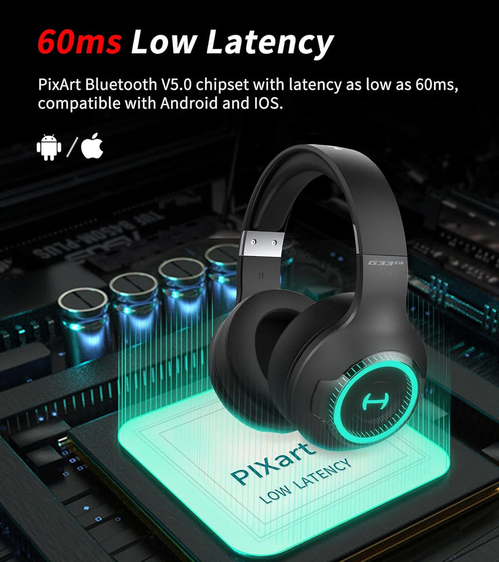 Bluetooth 5.0 Wireless Gaming Headset with Detachable Microphone M396