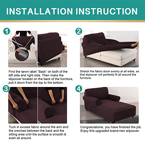 D-Copper Green Stretch Jacquard Chaise Lounge Slipcover F301