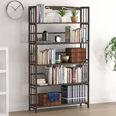 Brown Solid Wood Bookcase with Adjustable Shelf E191