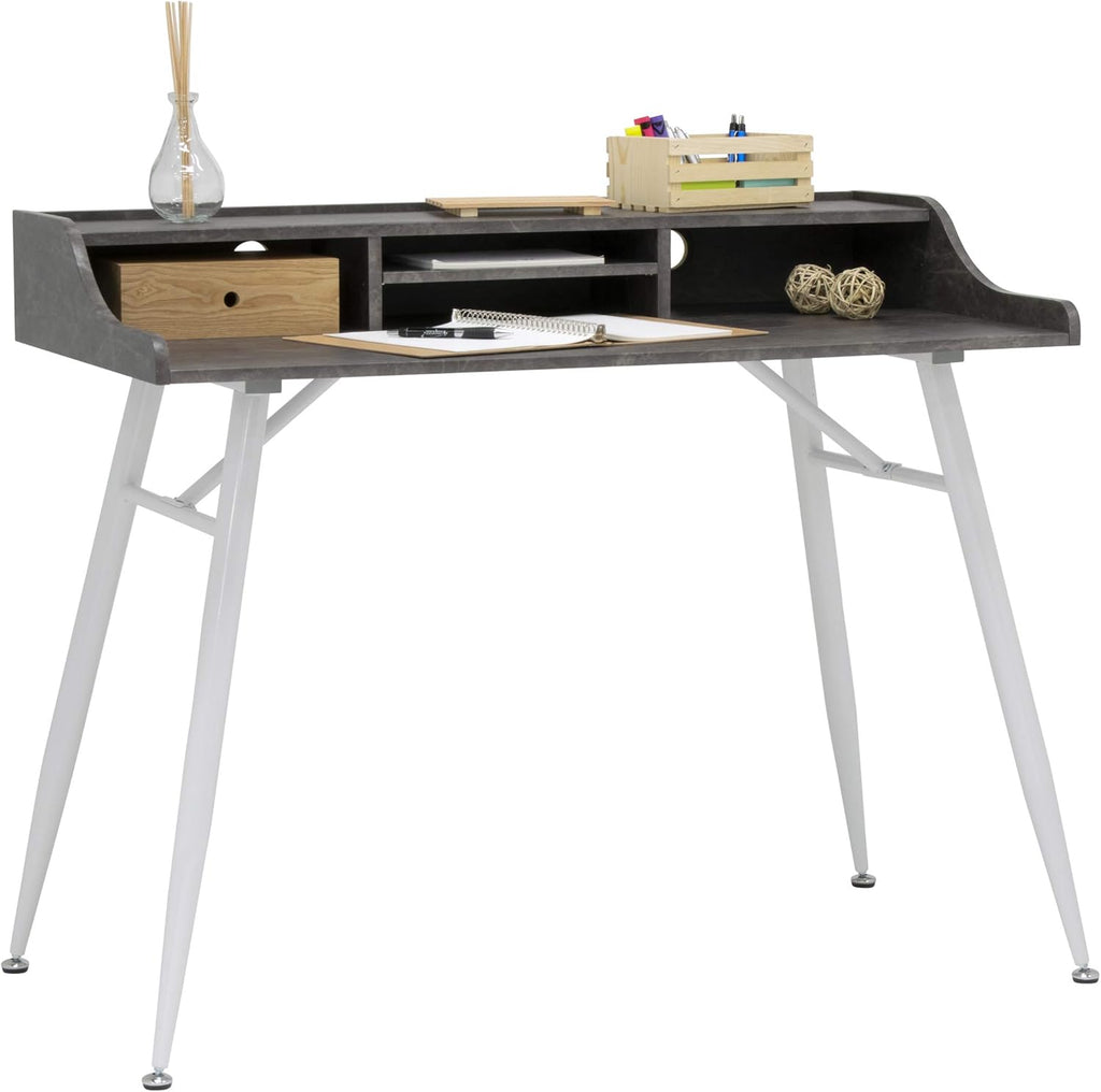 Black Graphite Ashwood Desk with Storage Compartments S59937