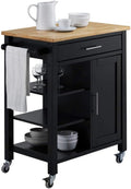 Black and Natural Kitchen Cart D519172