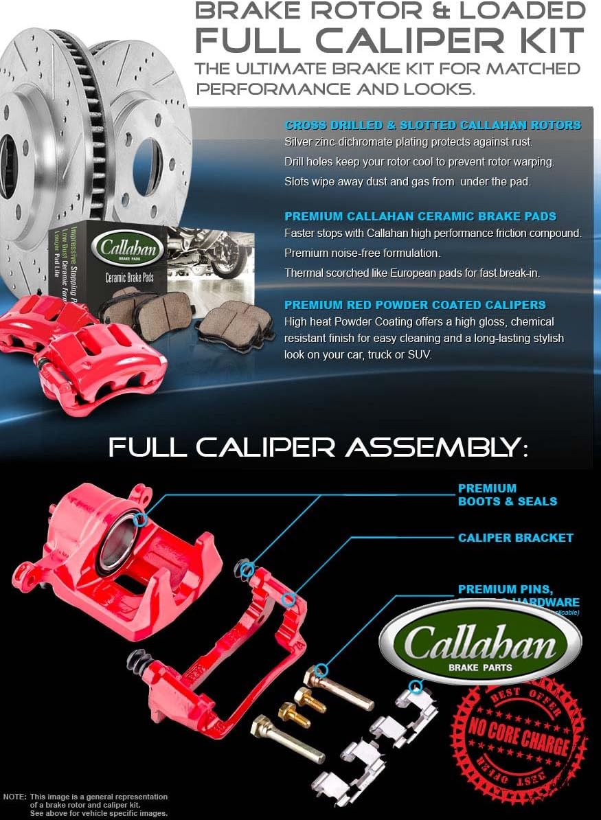 Loaded OE Calipers Drilled Slotted Brake Rotors Ceramic Pads Kit S180