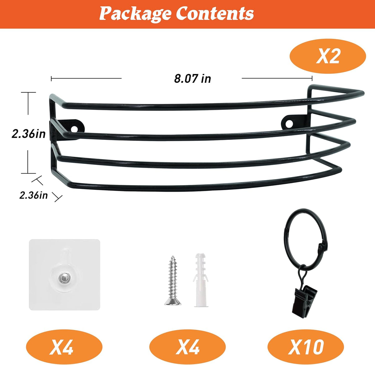 2 Packs Black Baseball Hat Organizer with 10 Clips B38186