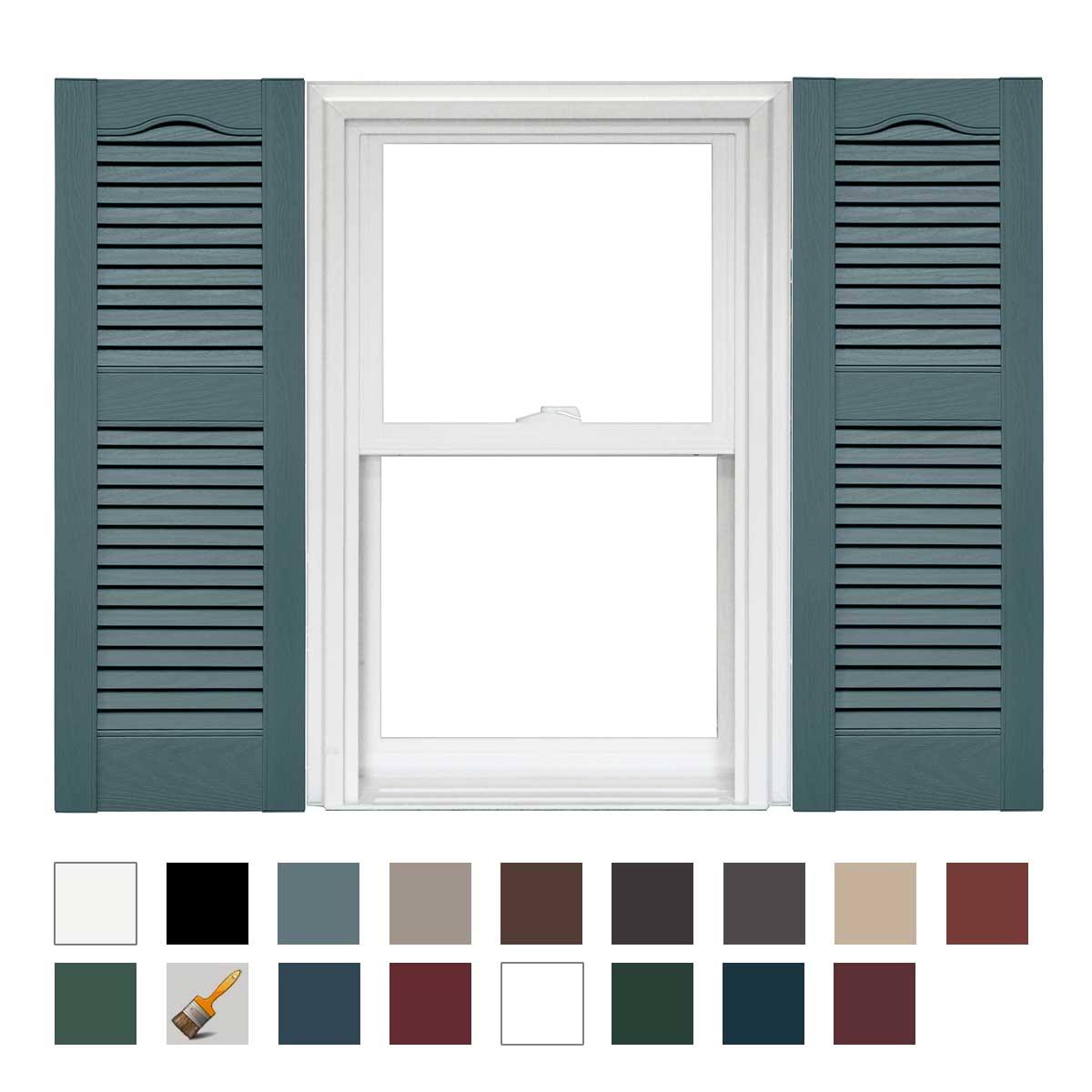 Vinyl Open Louver Shutters 1 Pair 14.5 x 64 Blue Q9971
