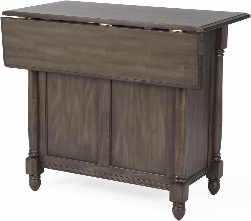 Expandable Drop Leaf Kitchen Island Set with 2 Stools, Drawers and Cabinet N62325