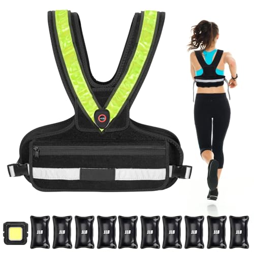 Weighted Vest with LED Reflective Belt and Outdoor Headlight, 2-10 lbs T76960