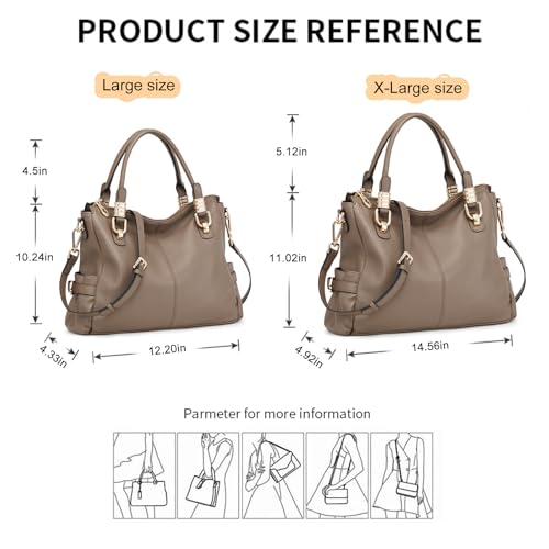 Soft Genuine Leather Satchel Tote Shoulder Bag P4588