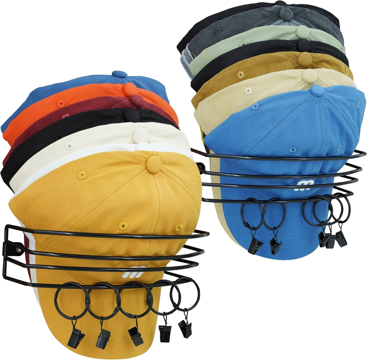 2 Packs Black Baseball Hat Organizer with 10 Clips B38186
