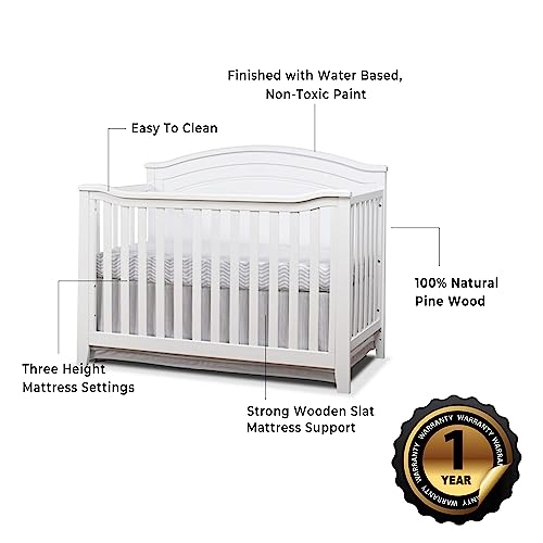 Gray Round Top 4-in-1 Convertible Wooden Crib Y333816