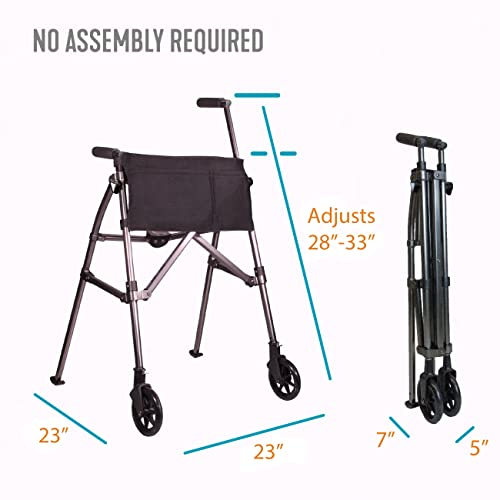 Black Walnut Compact Folding Rolling Walker J9554