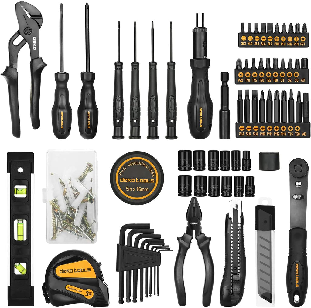 150 Piece Hand Tool Set with Plastic Toolbox Storage Case K5218