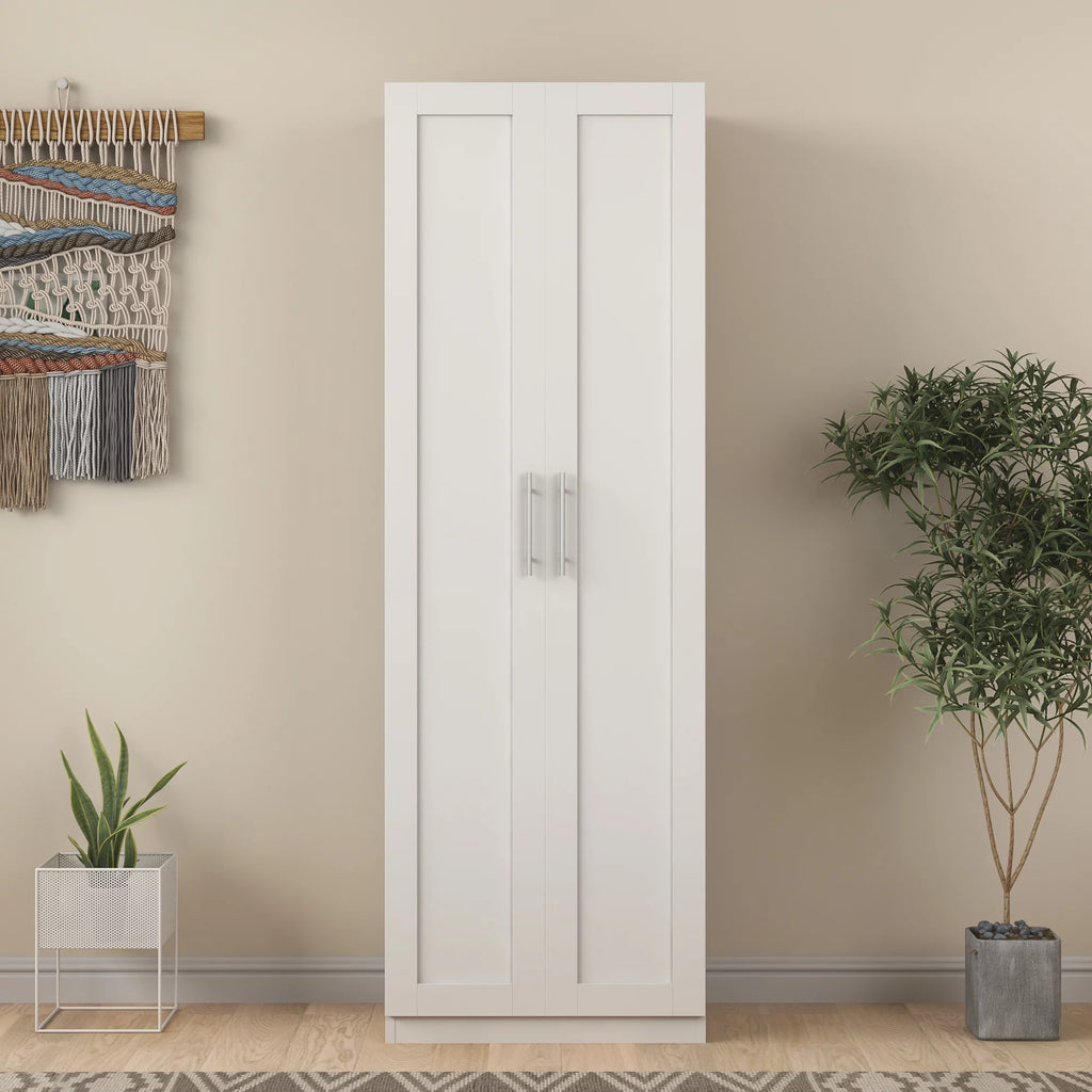 White 2 Door 3 Partition Wardrobe Cabinet E303