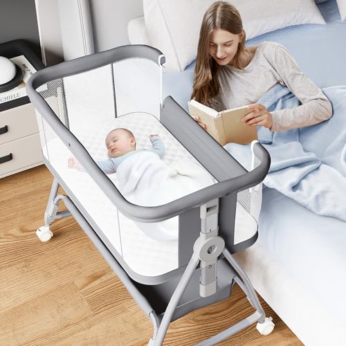 3 in 1 Height Adjustable Rocking Bassinet with Wheels A3120
