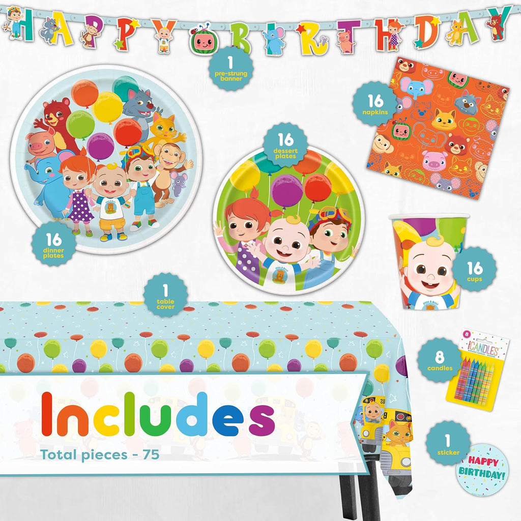 Party Supplies Set Serves 16 Guests with Banner, Table Cover, Plates, Napkins, Cups and Sticker E51935