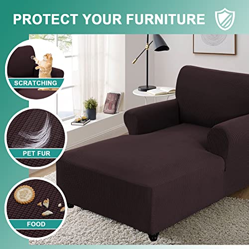D-Copper Green Stretch Jacquard Chaise Lounge Slipcover F301