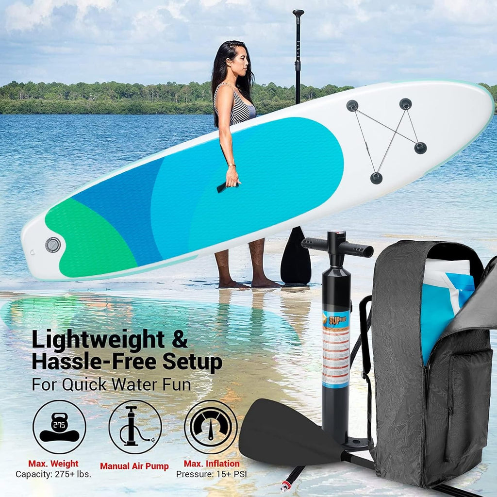 Inflatable Stand Up Paddle Board with Adjustable Paddle, Pump, Leash & Carry Bag E667
