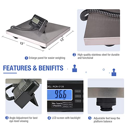 660lbs LCD Digital Platform Heavy Duty Portable Stainless Steel Shipping Scale J4690