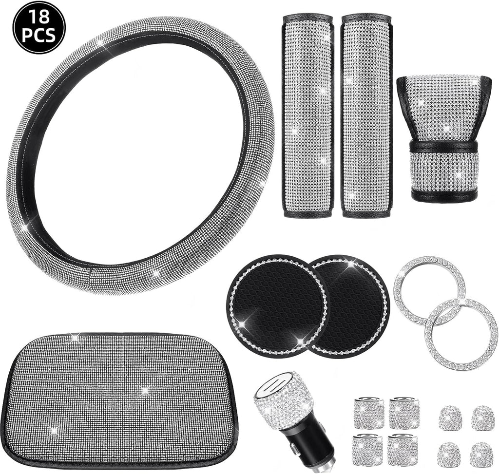 18 Pieces Bling Car Accessories Set W551669