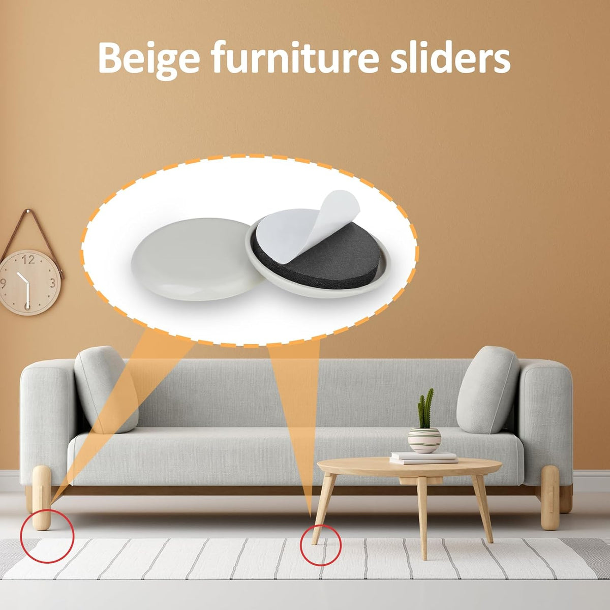 12pcs 2 inches Beige Moving Sliders for Furniture F501830