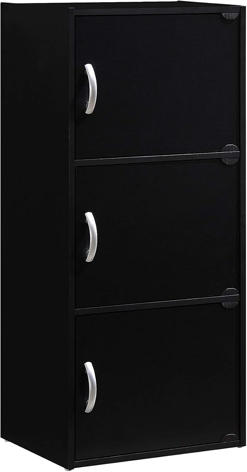 3-Shelf Black Bookcase Cabinet G395