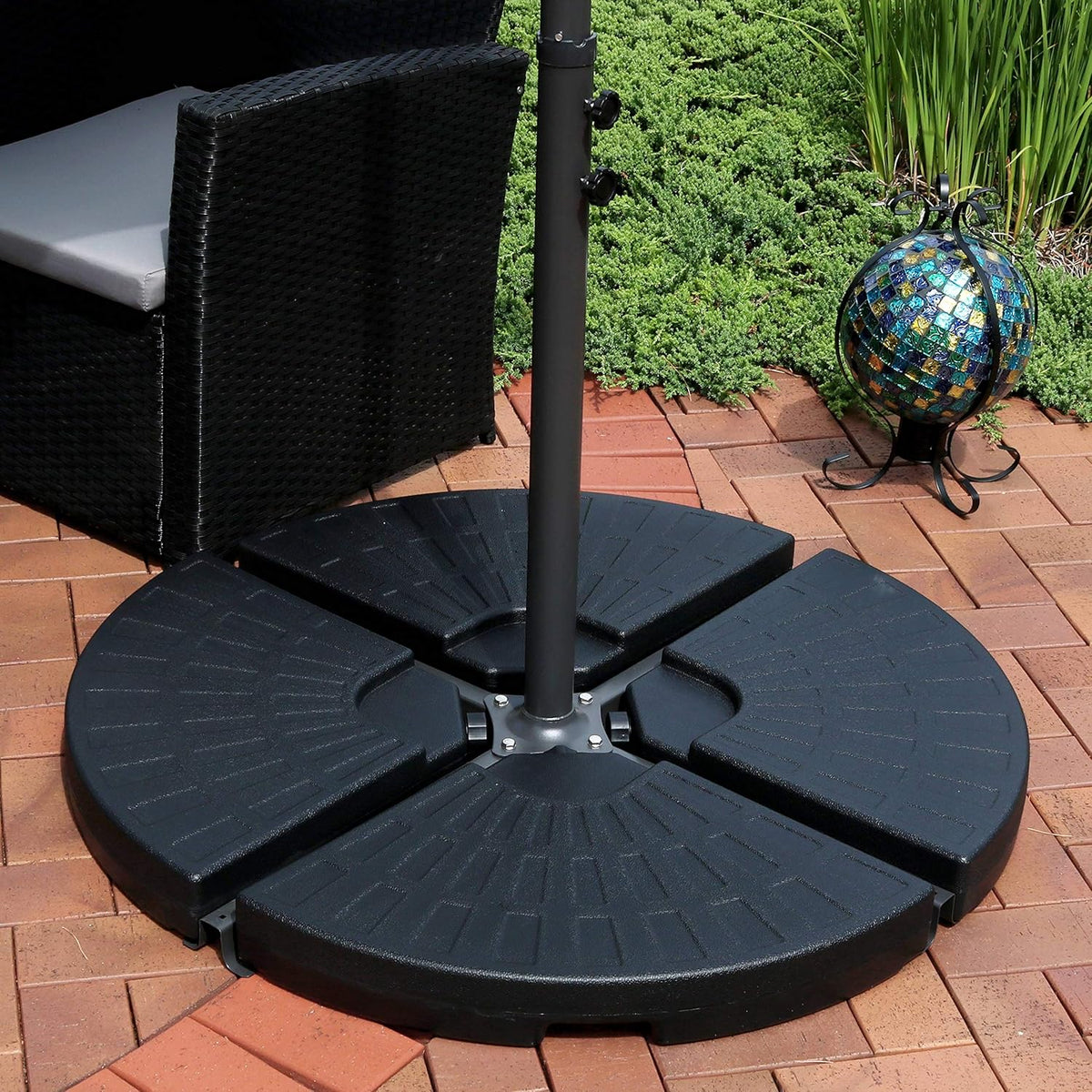 4-Piece Heavy-Duty Cantilever Offset Patio Umbrella Base Plates Black B817437