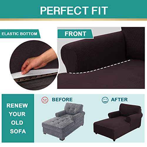 D-Copper Green Stretch Jacquard Chaise Lounge Slipcover F301