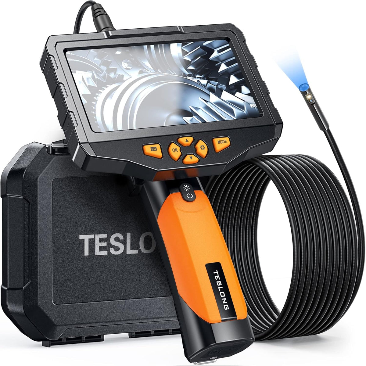 Dual Lens Inspection Camera with Light, 5 IPS Screen, 16.4ft Flexible Probe, 1080p R605