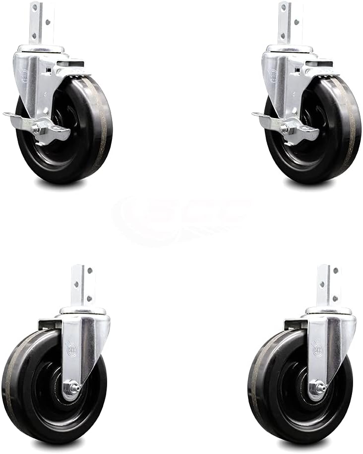 Swivel Square Stem Caster Set 4 with Black Phenolic Wheel K9524