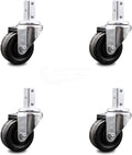 Swivel Square Stem Caster Set 4 with Black Phenolic Wheel K9524
