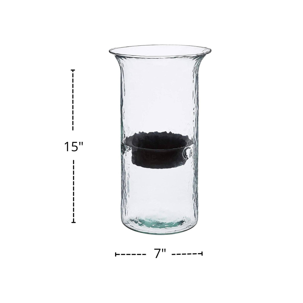 Glass Hurricane Candle Holder with Metal Insert H832622
