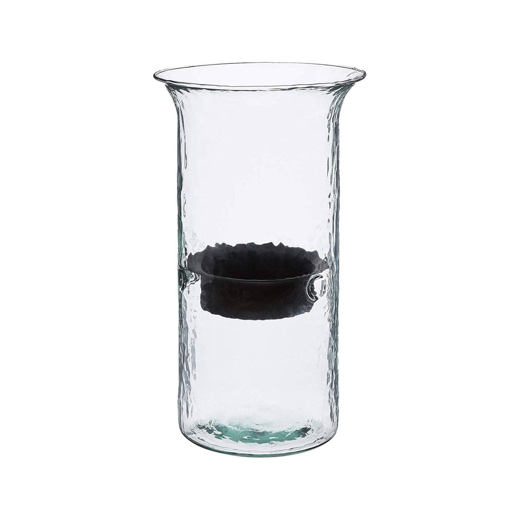 Glass Hurricane Candle Holder with Metal Insert H832622