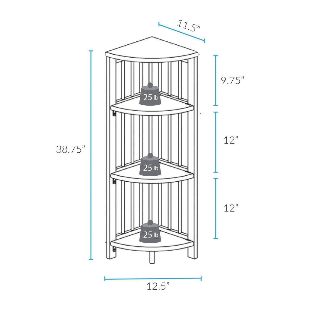 4 Shelf Corner Folding Bookcase Truffle Brown A90425