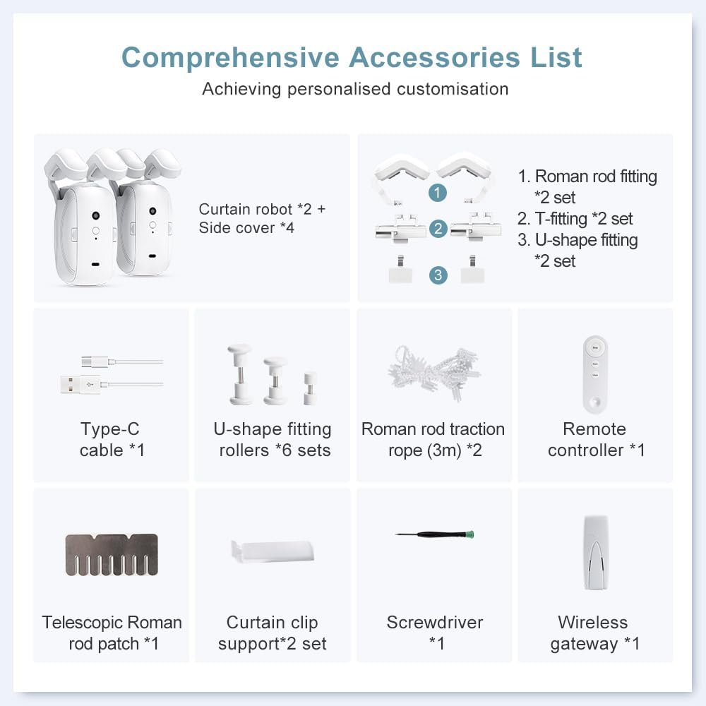 2PCS Remote Control Electric Curtain Robot L204